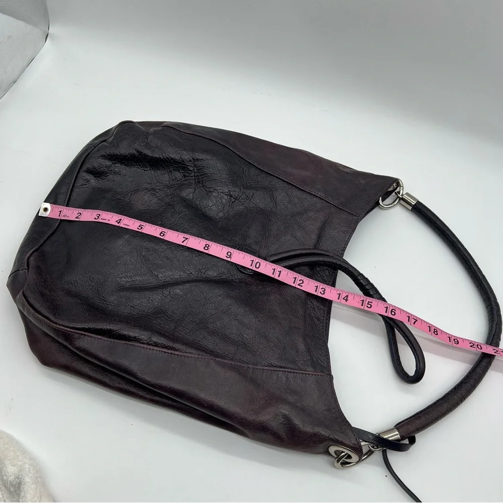 Cristina Leizzarrague Genuine Leather Argentine Hobo Bag in Dark Purple/Brown